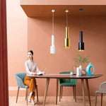 Metal LED Pendant Light for Bedroom Living Room, Black/White/Gold Hanging Lamp