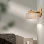 Iron Rotate LED Wall Light Sconce Yellow Travertine: Modern Nordic Bedroom Lamp