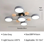 Modern LED Ceiling Lamp - Wood Round Ceiling Lights Macaron Chandelier