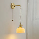 Ceramic Copper LED Wall Lamp with Pull Chain Switch for Modern Style Interiors