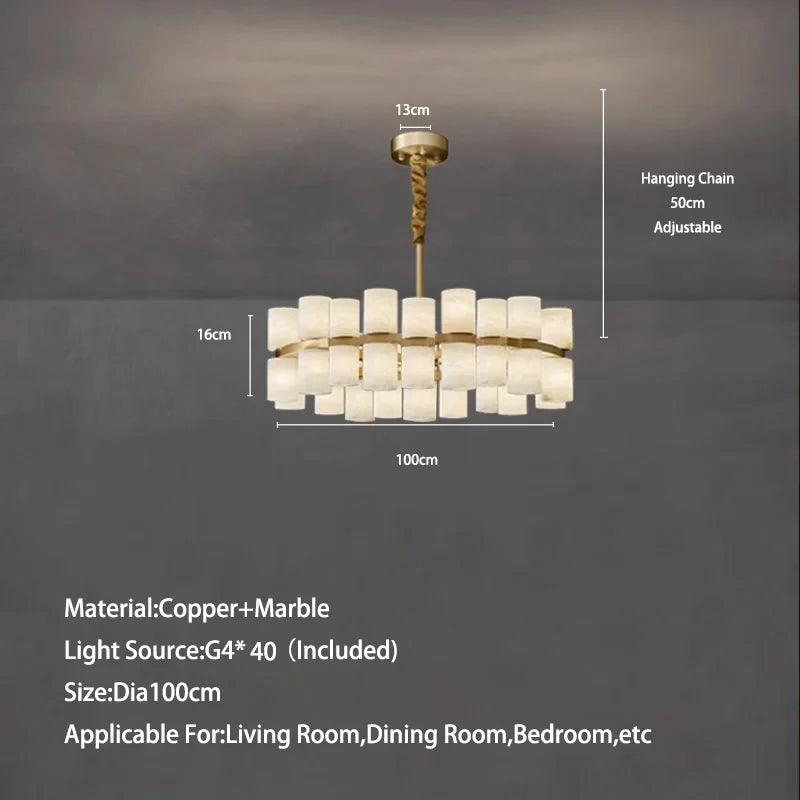 Moonshade Marble & Copper Chandelier