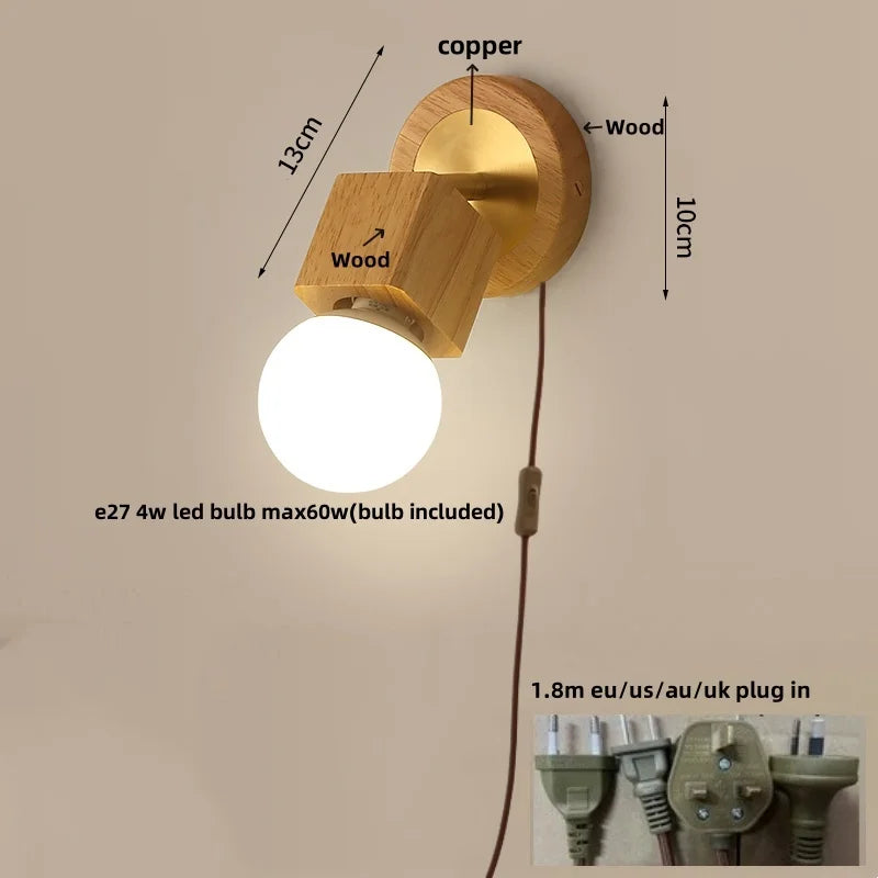 Afralia™ Copper LED Wall Lights with Pull Chain Switch for Bedroom, Bathroom, Porch