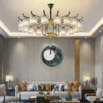 Luxury Copper Jade Chandelier for Middle Floor Living Room