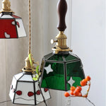 Afralia™ Red Tiffany Glass Knob Switch Pendant Lamp - Nordic Handcrafted LED Hanging Light