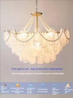 French Chandelier Garden Light with K9 Crystal | Elegant Pearl Shell Design