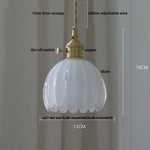 Modern White Glass Pendant Lamp Knob Switch LED Light Fixture Luminare