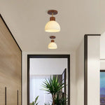 White Glass LED Ceiling Lamp Modern Living Room Bedroom Light