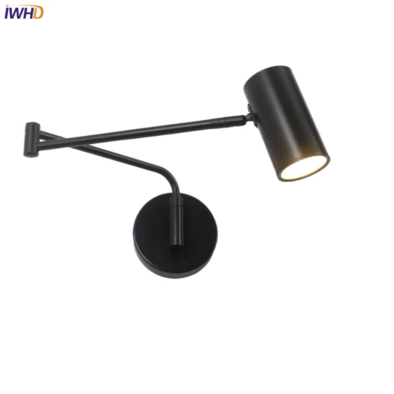 Acrylic Iron LED Wall Lamp | Modern Rotate Black Stair Light | Dining Room Study Fixtures