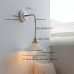 Afralia™ Copper Ceramic LED Wall Light with Pull Chain Switch for Living Room Decor.