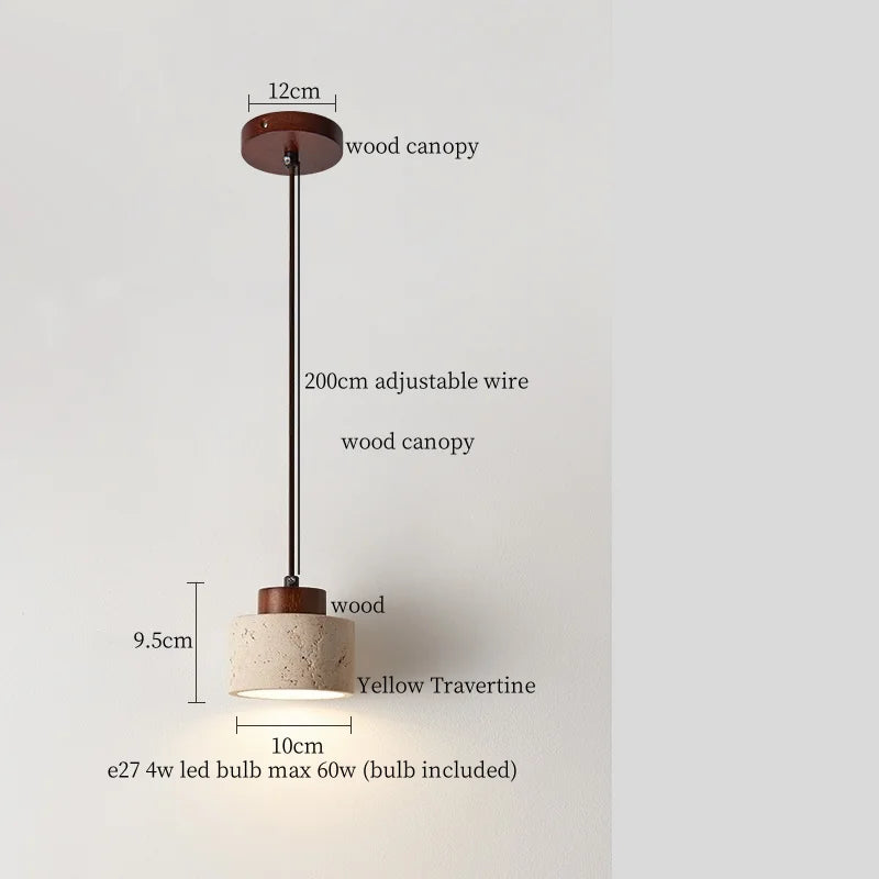 Afralia™ Yellow Travertine LED Pendant Lamp for Modern Living Room Decor