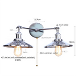 Vintage LED Wall Lamp with Pull Chain Switch, 2 Heads Industrial Sconce