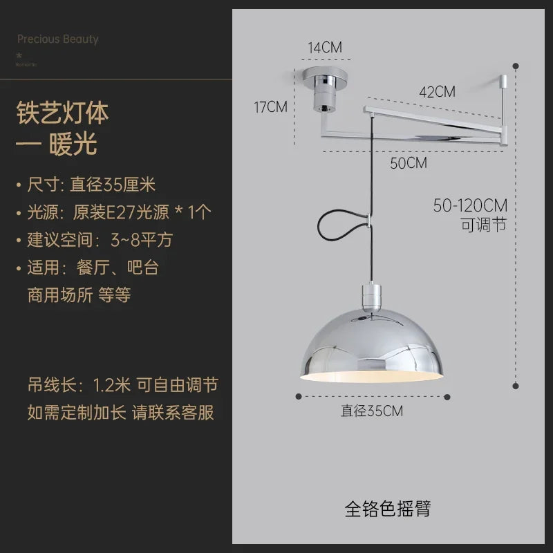 Retractable Pendant Lights LED E27 Modern Hanging Lamp for Restaurant, Living Room, Cafe