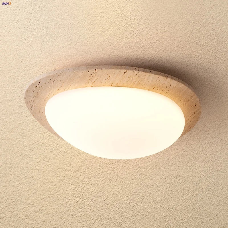LED Ceiling Light Fixture Yellow Stone White PE Shade Plafond Lamp