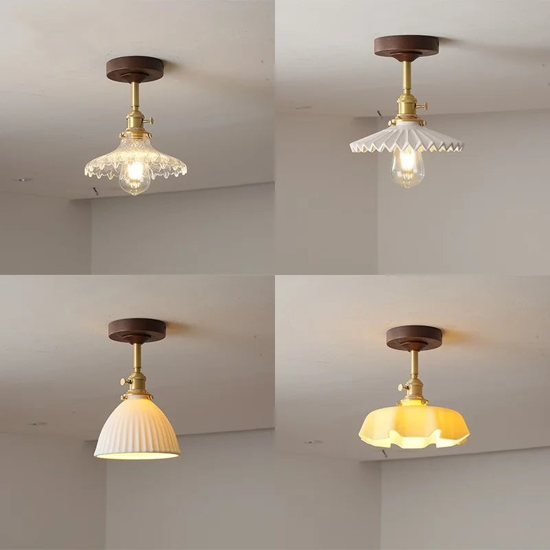 Yellow Glass LED Ceiling Lamp - Modern Nordic Style Lighting Fixtures