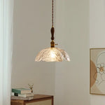 Glass LED Pendant Light Modern Wood Copper Hanglamp for Bar Cafe Loft