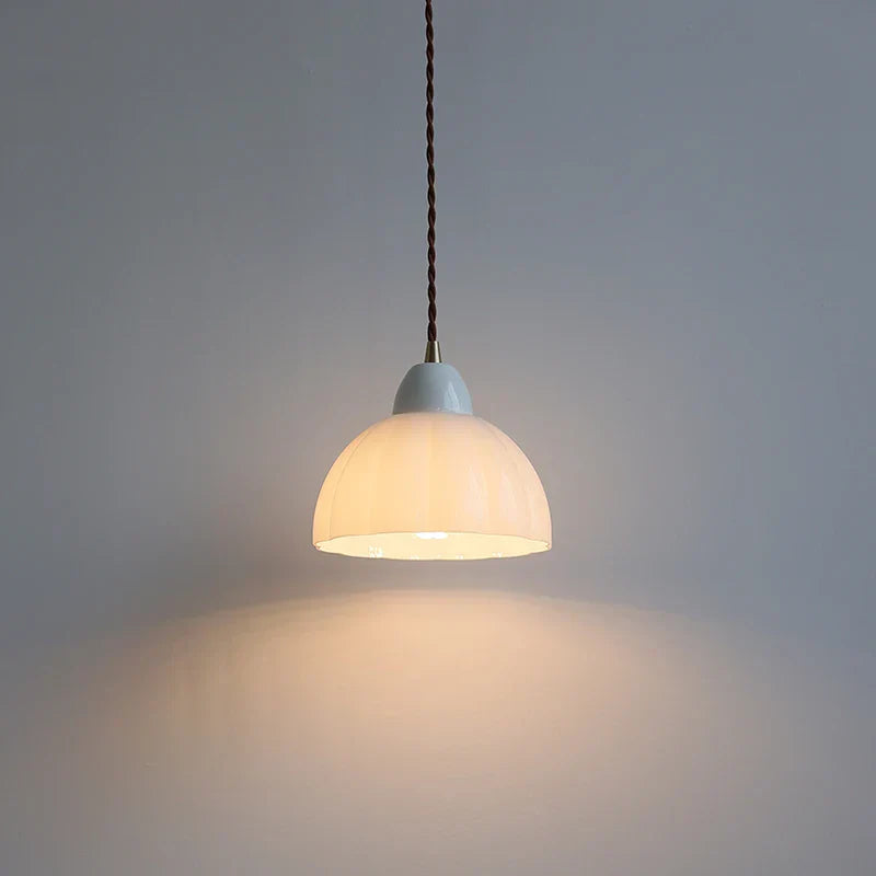 Modern Nordic Glass Pendant Light with Ceramic Socket for Home Decor.
