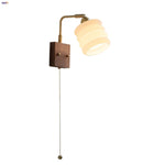 Walnut Wood LED Wall Sconce Rotatable Glass Bedside Lamp Nordic Modern