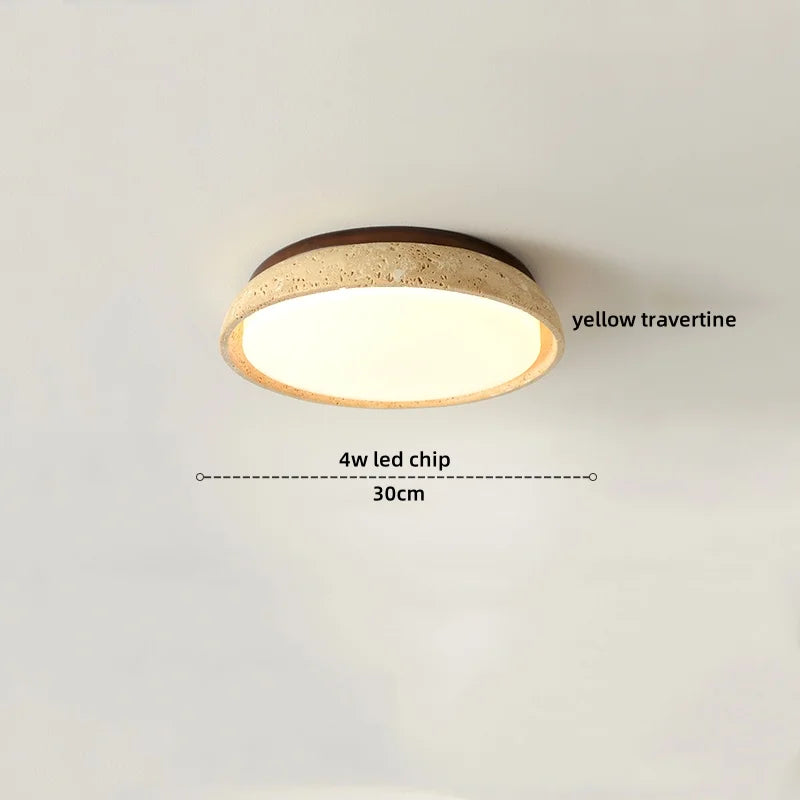 Yellow Travertine LED Ceiling Lamp Art Decoration for Home Lighting