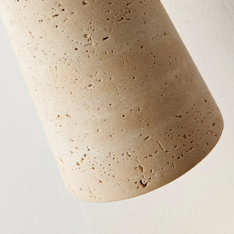 Afralia™ Wood Yellow Travertine LED Pendant Light Hanglamp for Home Decor