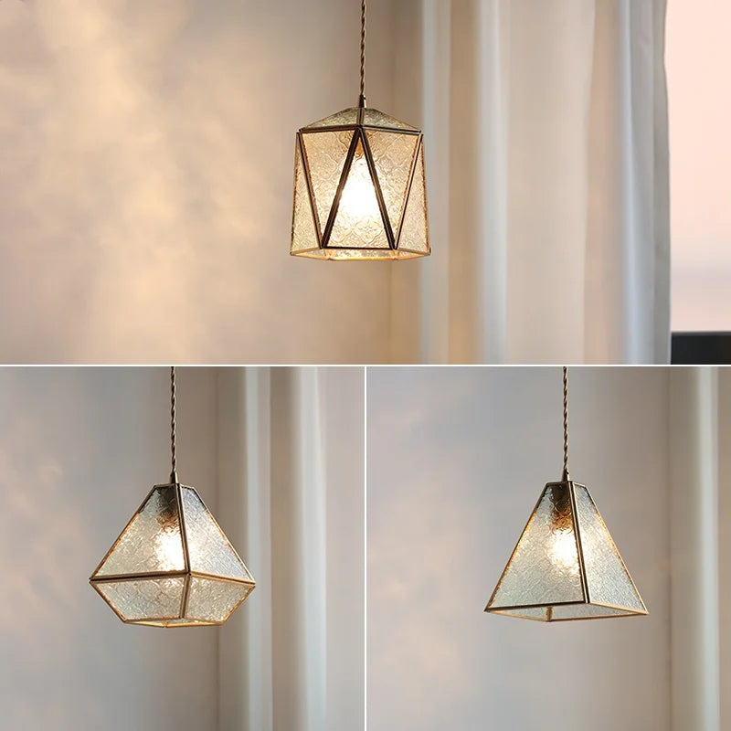 Blue Glass LED Pendant Light Fixture Modern Nordic Wire Hanging Lamp