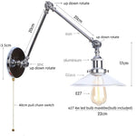 White Glass Swing Arm LED Wall Sconce for Industrial Loft, Coffee, Hallway