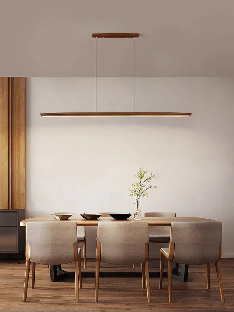 White Pine Black Walnut Wood LED Pendant Light Chandelier for Dinning Room