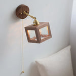 Glass LED Wall Light Walnut Wood Sconce Fixture Modern Nordic Lampara