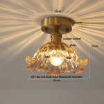 Afralia Wood Copper LED Ceiling Light Amber Glass Plafond Lamp