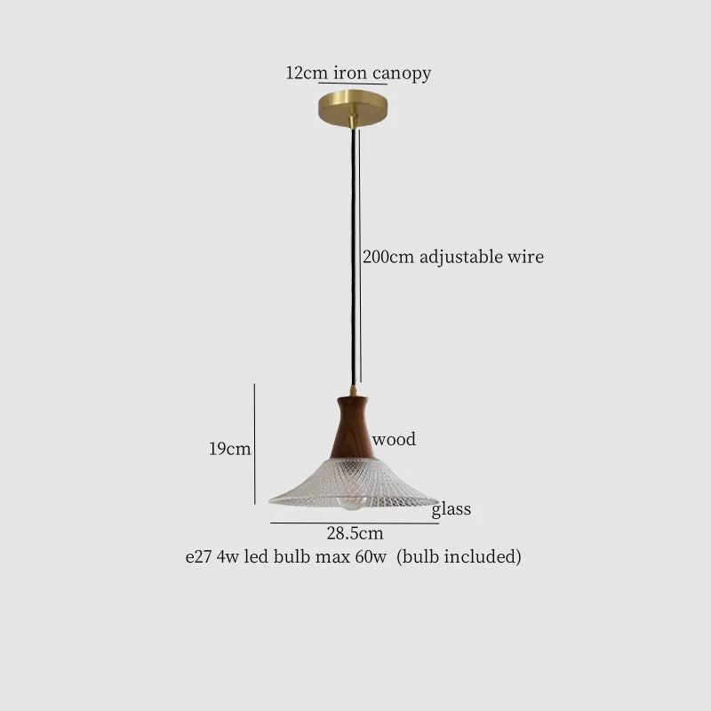 Vintage Glass LED Pendant Lights: Bedroom Living Room Hanging Lamp Lighting