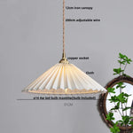 Walnut Wood LED Pendant Lights Japan Style Hanging Lamp Bouffant Cloth