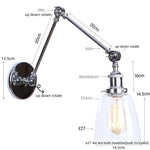 Vintage Loft LED Wall Lights Pull Chain Switch Glass Chrome Wall Lamp