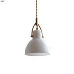 White Glass Copper LED Pendant Lights - Modern Nordic Kitchen Bar Lamp