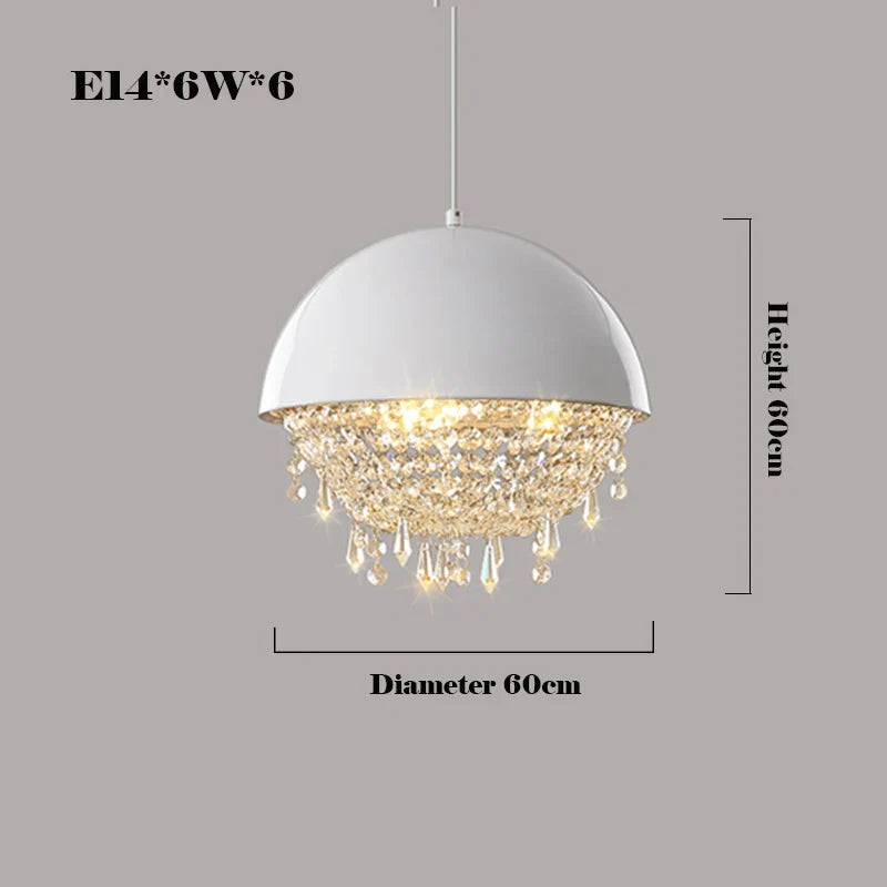 Modern Black White Hemisphere Hanging Chandelier Pendant Light for Living Dining Room