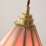 Pink Glass Flower Pendant Lamp - Adjustable LED Hanging Light for Home Decor