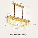 Gold Black Metal Crystal Pendant Lights Chain Hanging LED Suspension Lamp Fixtures