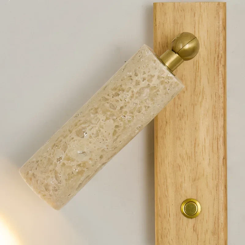 Copper LED Wall Lamp: Modern Nordic Style Mirror Light with Travertine Switch