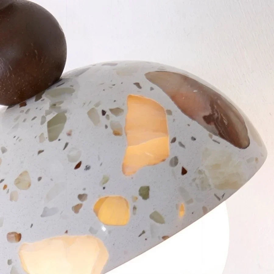 Afralia™ Terrazzo Stone Glass Ball LED Pendant Light Fixture - Nordic Modern Design