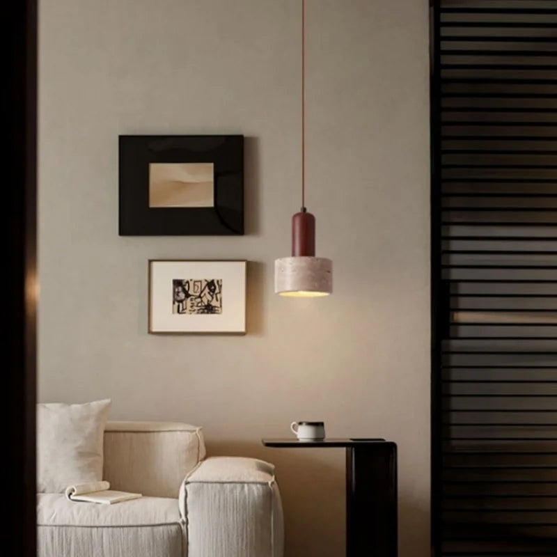 Yellow Travertine LED Pendant Lighting for Living Room Decor