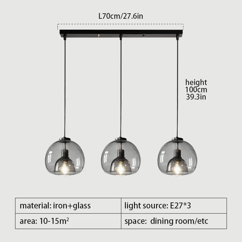 Glass Pendant Lights: Stylish LED Chandeliers for Dining Room, Kitchen, and Restaurant Tables