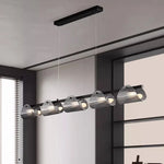 Smoky Gray Glass Chandelier LED Pendant Light for Luxe Dining Room