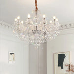 White Glass Chandelier with LED Lights for Living Room and Bedroom