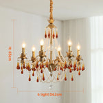 Luxury Red Crystal Candle Chandelier LED Pendant Light - Copper E14 Glamourizing Luminarias