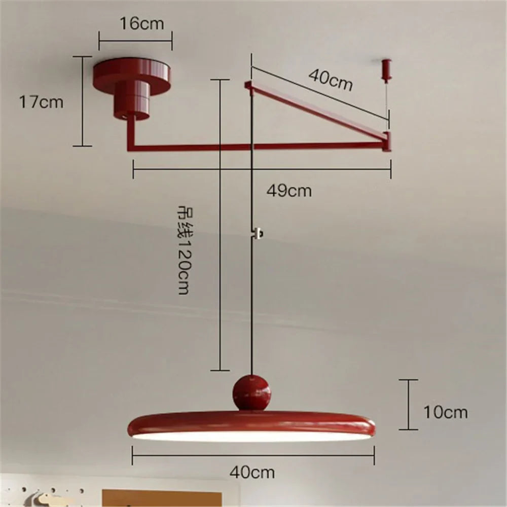 Cream Iron Art Chandelier LED Pendant Light for Bedroom Living Room