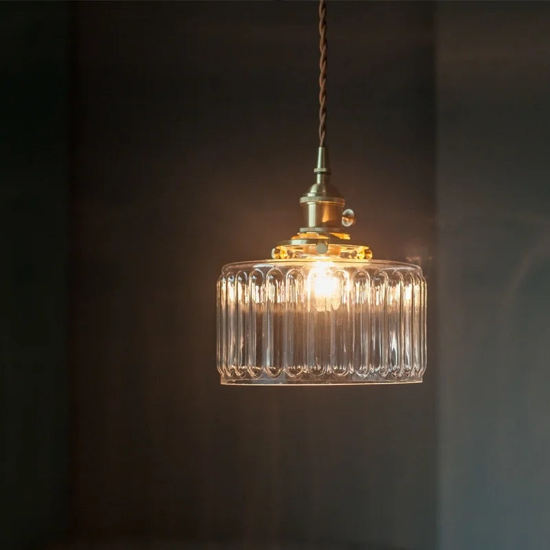 Clear Glass LED Copper Pendant Lighting for Minimalist Decor