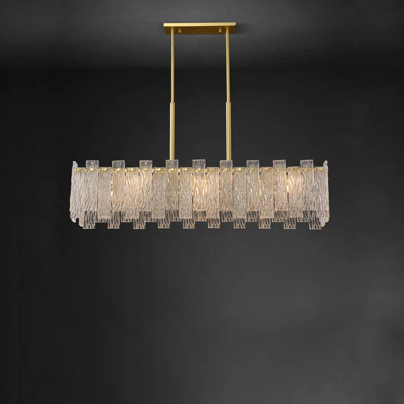 Art Deco Golden Copper Glass Chandelier LED Lighting Fixture