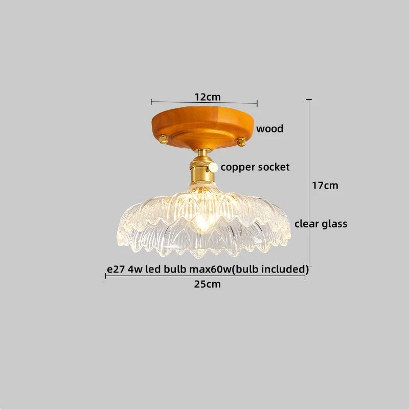 Brass Glass Ceiling Lamp Modern LED Light Fixture - Elegant Home Decor