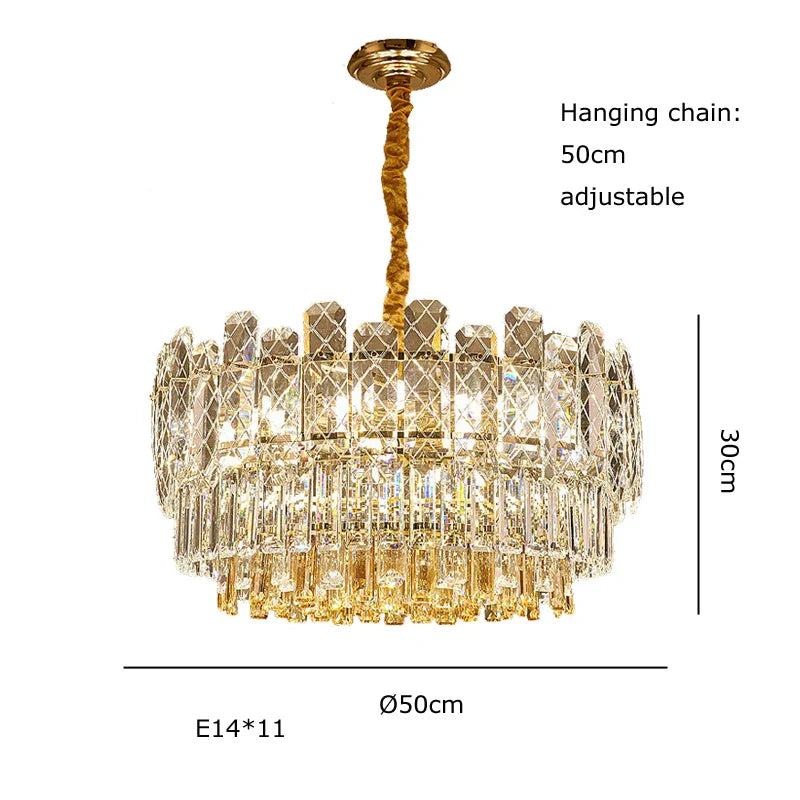 Gold Lustre Chandelier LED Crystal Light Fixture - Postmodern Luxury Hanging Lamp