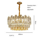Gold Lustre Chandelier LED Crystal Light Fixture - Postmodern Luxury Hanging Lamp
