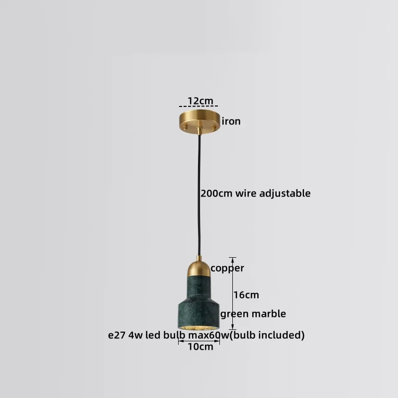Marble Copper LED Pendant Light - Modern Hanging Lamp Chandelier