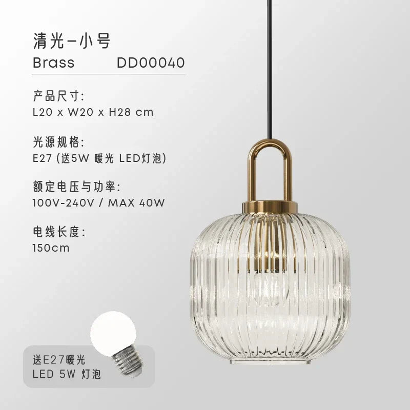 Glass Pendant Lights LED E27 Retro Luxury Hanging Fixtures for Dining Room